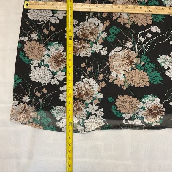 NWT Casual Crewneck Mesh Panel Split See Through 1/2 Sleeve Loose Floral Tunic - Picture 13 of 16